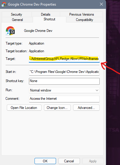 fledge demo browser settings