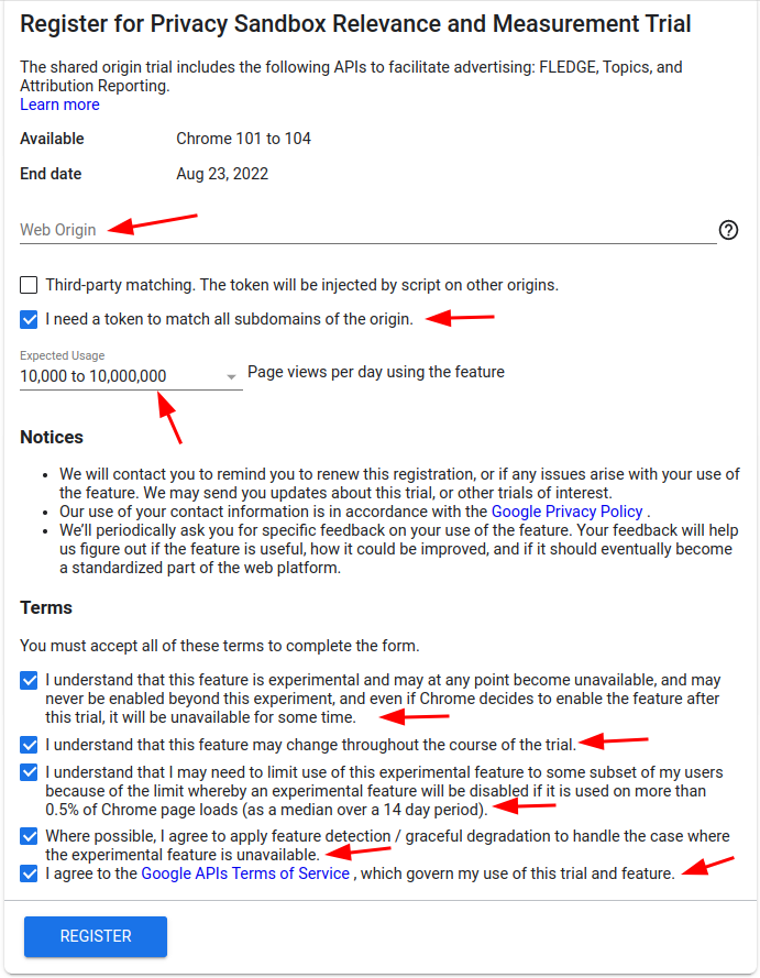 privacy sandbox registration